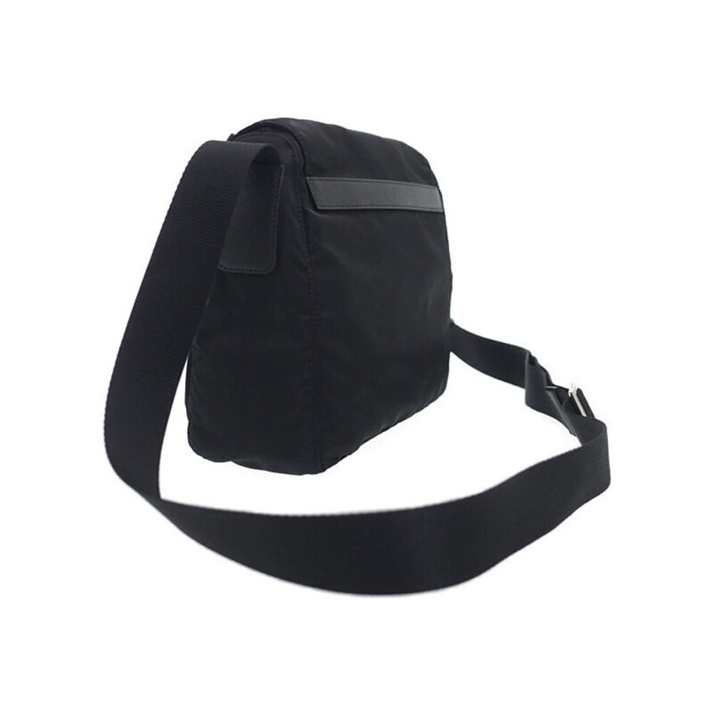 Prada messenger Black Crossbody Tessuto Leather saffiano bag Nero